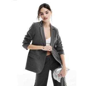 Black Single Button Shawl Lapel Blazer With Patch Pockets Medium